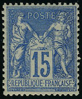 Neuf Sans Charnière N° 90, 15c Bleu T.B. - Andere & Zonder Classificatie