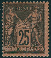 Neuf Avec Charnière N° 91, 25c Noir Sur Rouge, T.B. Signé JF Brun - Otros & Sin Clasificación