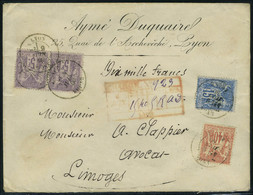 Lettre N° 95, Paire Du 5f + 15c + 40c, Affranchissement à 10f55 Sur L Chargée De Dix Mille Francs Avec Grille De Chargem - Altri & Non Classificati