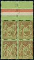Neuf Sans Charnière N° 96, 20c Brique Sur Vert, Bloc De 4, Bdf, Interpanneau Supérieur, T.B. - Other & Unclassified