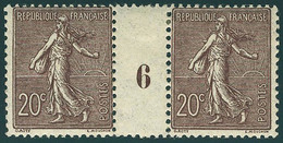 Neuf Sans Charnière N° 131, 20c Brun Lilas Foncé, Paire Hor. Millésime 6, Cl Sur Intervalle, T.B. - Altri & Non Classificati