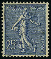 Neuf Sans Charnière N° 132a, 25c Bleu Foncé Semeuse Lignée, Très Bien Centré, T.B. - Other & Unclassified
