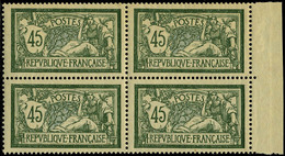 Neuf Sans Charnière N° 143, 45c Vert Et Bleu, Merson, Bloc De 4, Excellent Centrage, Superbe - Other & Unclassified