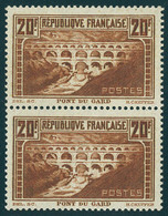 Neuf Sans Charnière N° 262f, 20f Pont Du Gard, Types IIB Et IIB Se Tenant En Paire Verticale, T.B.  Signé A Brun Et JF B - Andere & Zonder Classificatie