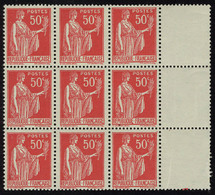 Neuf Sans Charnière N° 283, 50c Rouge Type Paix, Bloc De 9ex Faux De Barcelone, T.B. Maury - Altri & Non Classificati
