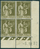 Neuf Sans Charnière N° 287, 1f25 Olive Type Paix, Bloc De 4 CD 6.10.32, T.B. - Altri & Non Classificati