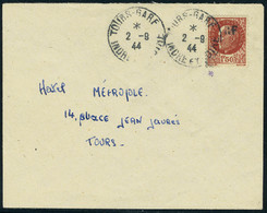 Lettre TOURS GARE,  Mayer N° 6, Sur L. Càd Tours Gare 2.9.44, Pour Poitiers, T.B. - Other & Unclassified