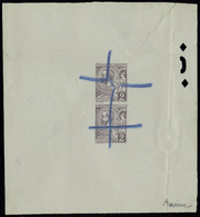 N° 12, 2c Violet Brun Albert, épreuve D'atelier Avec Perforation D'une Paire Verticale Annulée Au Crayon Bleu. Fente Rec - Otros & Sin Clasificación