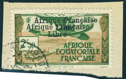 Fragment N° 15b, 2f50 Afrique Française Libre, Double Surcharge Sur Petit Fragment, T.B. Signé JF Brun - Autres & Non Classés