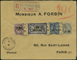 Lettre N° 59, 60m Sur 2f + Aff Complémentaire Dont 42b Et 44a Sur LR D'Alexandrie Pour Paris T.B. Signé Brun, Timbre Rar - Autres & Non Classés