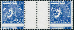 Neuf Sans Charnière N°396. 50c Bleu. Paire Horizontale Interpanneau Avec Piquage à Cheval. T.B. - Sonstige & Ohne Zuordnung