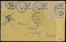 Lettre L. Affranchie Avec 5 Timbres Fiscaux à 10c Impot Du Timbre Càd Constantine 3.12.33 Pour Limoges, Taxe T Annulée A - Other & Unclassified