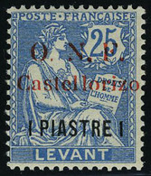 Neuf Sans Charnière N° 21aC, 1p Sur 25c Bleu, Lettres L De Castellorizo Espacées,T.B., Signé. Maury - Other & Unclassified