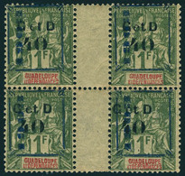 Neuf Avec Charnière N° 50h, 40 Sur 1f, Surcharge 1903 En Bleu, Type Bb, Bloc De 4, Interpanneau, Rousseurs Sur Les Dents - Otros & Sin Clasificación