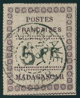 Oblitéré N° 13, 5f Violet Noir Sur Gris, Obl. Centrale, Superbe, Signé + Certificat Américain - Autres & Non Classés