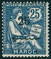 Neuf Avec Charnière N° 32a, 25 Sur 25c Bleu, Surcharge Noire, T.B. Signé G Reine - Sonstige & Ohne Zuordnung