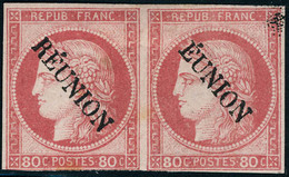 Neuf Avec Charnière N°12a. 80c Rose. Variété EUNION, Tenant à Normal. T.B. (rousseur S/le Timbre Normal). Signé - Other & Unclassified