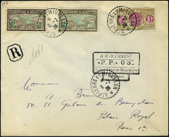 Lettre LR Affranchie Avec Cachet PP 030 + TP N° 87, 109 Et 110. Càd St Pierre Et Miquelon 6.7.26 Pour Paris T.B. - Autres & Non Classés