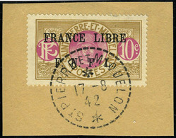 Fragment N° 232, 10c France Libre Obl Sur Fragment 17/8/42, Superbe Et Rare - Altri & Non Classificati