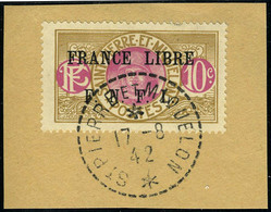 Fragment N° 232, 10c France Libre Obl Sur Fragment 17/8/42, Superbe Et Rare - Otros & Sin Clasificación