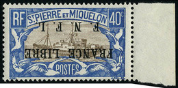 Neuf Sans Charnière N° 237A, 10c France Libre, Surcharge Renversée, T.B. Signé Calves - Sonstige & Ohne Zuordnung