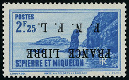 Neuf Sans Charnière N° 269A, 2.25 France Libre, Surcharge Renversée, T.B. Signé Calves - Sonstige & Ohne Zuordnung