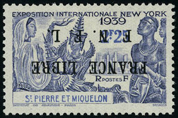 Neuf Avec Charnière N° 282A, 2.25 Expo De New York, Surcharge France Libre Renversée, T.B. Signé Calves - Altri & Non Classificati