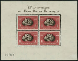 Neuf Avec Charnière N° 90A, 75è Aniversaire De UPU, Feuillt Complet De 4ex Dentelé, Cl, T.B. - Sonstige & Ohne Zuordnung