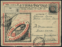 Lettre N° 8, 1L Brun Et Vert, Surcharge Renversée BLP Sur Lettre Publicitaire Recommandée 16.5.23 De Rome à Florence, RR - Altri & Non Classificati