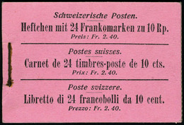 Neuf Sans Charnière N° 103, 10c Rouge Carnet Complet De 24 T à 10c T.B. Zumstein MH 4 1400 CHF - Sonstige & Ohne Zuordnung