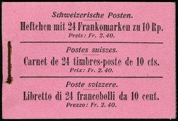 Neuf Sans Charnière N° 103, 10c Rouge Carnet Complet De 24 T à 10c T.B. Zumstein MH 4 1400 CHF - Andere & Zonder Classificatie