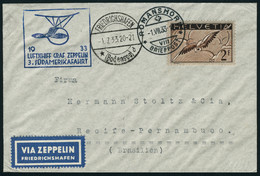 Lettre Zeppelin 3 SAF 33, PA N° 15 Sur L Càd Romanshorn 1.VII.33 Càd De Transit Friedrichshafen 1.7.33, Pour Recife Pern - Altri & Non Classificati