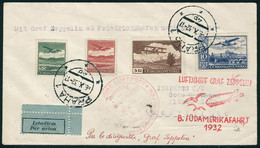 Lettre Zeppelin 8è SAF 1932, L Avec Càd Praha 6.X.32, Cachet Illustré Berlin Friedrichshafen Pour Montévidéo, Au Verso C - Autres & Non Classés