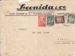 65401- POPULATION CENSUS, AVIATION, KING CHARLES 2ND, STAMPS ON CAR COMPANY HEADER COVER FRAGMENT, 1931, ROMANIA - Storia Postale