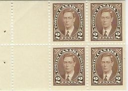 CANADA, 1937, Bookletpane Sc 358a, 4x2c, From Booklet SB 28 - Pages De Carnets
