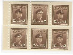 CANADA, 1942, Bookletpane 376b, 6x2c, From Booklet SB 38 - Pages De Carnets