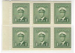 CANADA, 1942, Bookletpane 375b, 6x1c, From Booklet SB 39 - Pages De Carnets