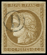 EMISSION DE 1849 -  1    10c. Bistre Jaune, Obl. D Dans Un Cercle, TB - 1849-1850 Cérès