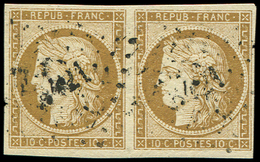 EMISSION DE 1849 -  1a   10c. Bistre Brun, PAIRE Obl. PC, TB - 1849-1850 Cérès