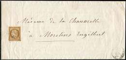 Let EMISSION DE 1849 - Let  1    10c. Bistre Jaune, Obl. PC 765 S. Faire-part, Càd T15 CHATEAU CHINON 7/8/52, TB - 1849-1850 Cérès