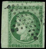 EMISSION DE 1849 -  2    15c. Vert, Petit Bdf Et Voisin En Haut, Obl. ETOILE, Superbe - 1849-1850 Cérès
