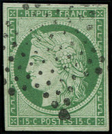 EMISSION DE 1849 -  2b   15c. Vert FONCE, Obl. ETOILE, TTB - 1849-1850 Cérès