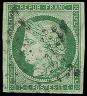 EMISSION DE 1849 -  2b   15c. Vert FONCE, Obl. ETOILE, TB. J - 1849-1850 Cérès