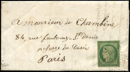 Let EMISSION DE 1849 - Let  2    15c. Vert, Obl. ETOILE Pleine Sur LAC, Au Verso Càd Paris 30/1/52, Court Au Filet, TB.  - 1849-1850 Cérès