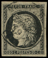 EMISSION DE 1849 -  3    20c. Noir Sur Jaune, Obl. Càd T15 MONTPELLIER 3 JANV 49, TB. C Et Br - 1849-1850 Cérès