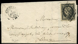 Let EMISSION DE 1849 - Let  3    20c. Noir Sur Jaune, Obl. GRILLE Et Càd T15 OUCQUES 8/3/49 S. LAC Pour Orléans, Rare As - 1849-1850 Cérès
