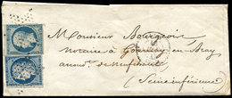 Let EMISSION DE 1849 - Let  4 + 10, 25c. Cérès Et 25c. Présidence, Les 2 Touchés, Obl. ETOILE S. LAC, Càd PARIS 16/6/53, - 1849-1850 Cérès