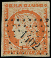 EMISSION DE 1849 -  5    40c. Orange, Obl. PC 1402, Frappe Superbe, TTB - 1849-1850 Cérès