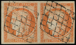 EMISSION DE 1849 -  5    40c. Orange, PAIRE Obl. GRILLE, Bien Margée, TB - 1849-1850 Cérès