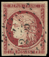 EMISSION DE 1849 -  6     1f. Carmin, Nuance Soutenue, Obl. PC 2( )55, TB. Br - 1849-1850 Cérès